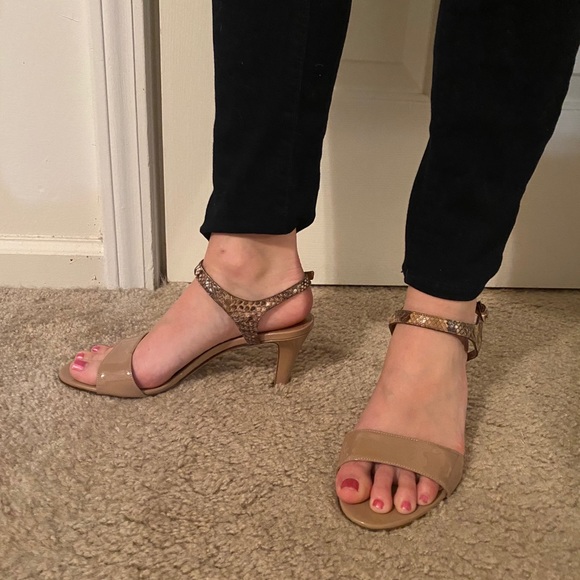 Fratelli Rossetti Tan Sandal Heels Snake Strap 7.5 - Picture 8 of 14